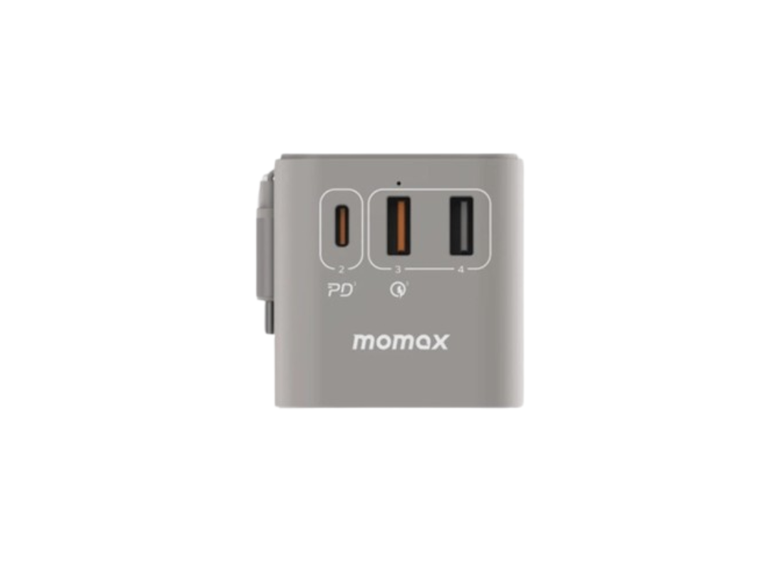 Buy Momax 1-World+ 70W GaN Travel Adapter - USB-C, USB-A, AC Outlet Grey in Qatar Buy Momax 1-World+ 70W GaN Travel Adapter - USB-C, USB-A, AC Outlet Grey in Qatar